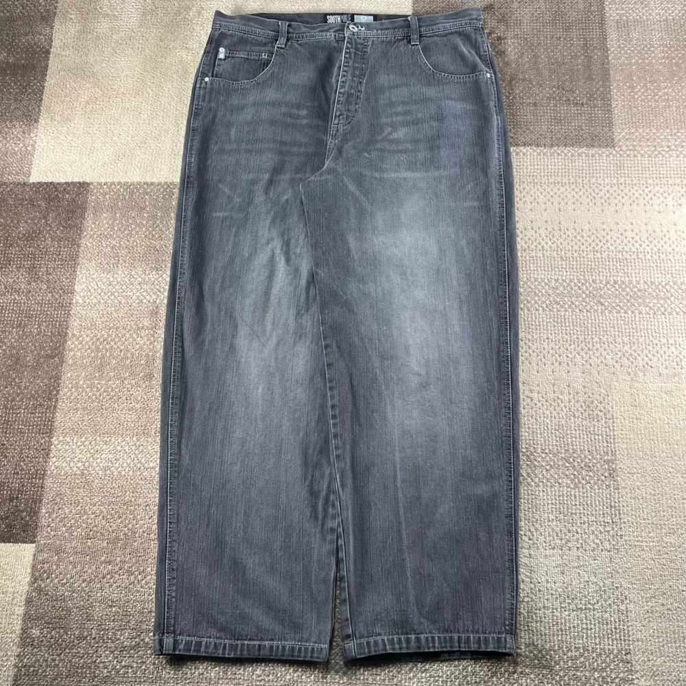 Southpole Mens Baggy Jeans Black Denim Y2K Skate Streetwear Size 42X32 Wide Leg